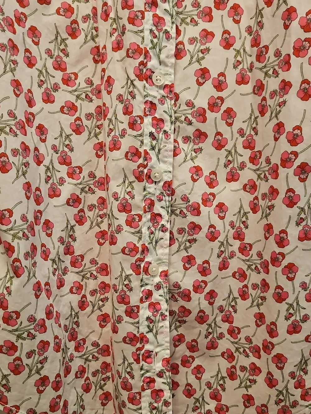 J.Crew Liberty Fabric Floral Cherry Blossom Button Down Shirt White Red Size 4